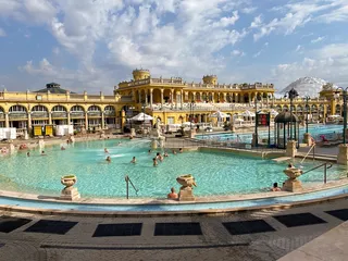 A water basin of the Széchenyi Bath in Budapest, Hungary.