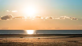 Sunset while camping in Holland by the sea