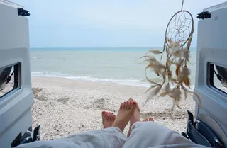 View from a camper to a sea