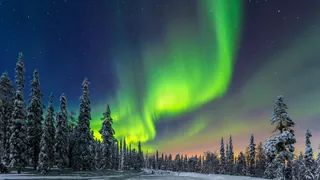 Northern lights and polar lights in Finland in winter