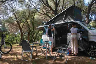 Camper on campsite in Corsica