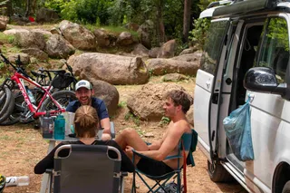 Camper on the campsite in Corsica